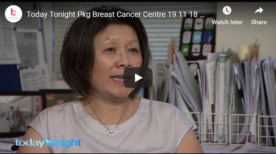 Professor Arlene Chan talks about breast cancer research on Today Tonight 19 Nov 2018